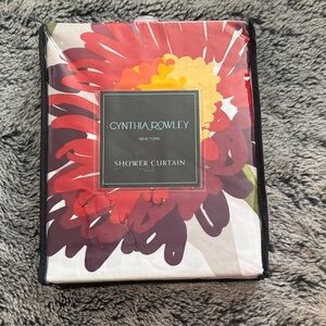 New Cynthia Rowley Bold Red and Yellow Floral Shower Curtain